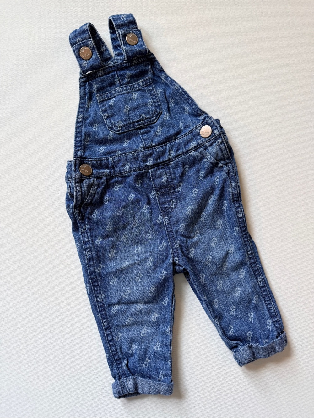 Old Navy Toddler Denim Overalls - Blue with Floral Print